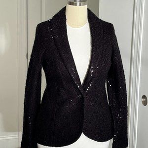 Banana Republic Black Sequin Jacket is the Bomb Women 4 Wool Blend